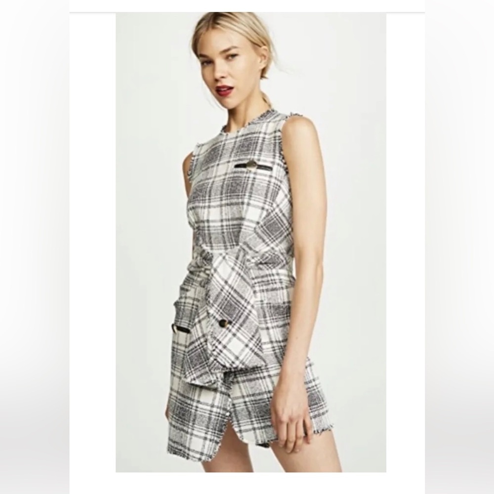 Alexander Wang Tweed Plaid Front Tie Dress NWOT